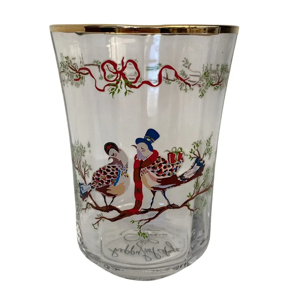 Anthropologie 12 Days of Christmas‎ Two Turtle Doves Juice Glass Inslee Farris - Picture 2 of 6